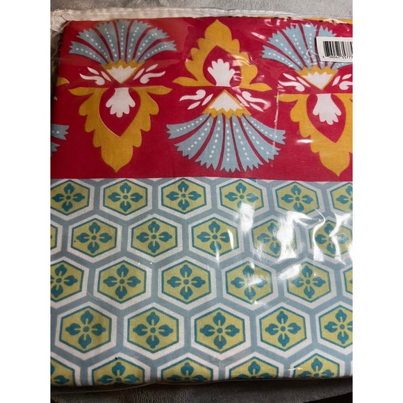 Thalia Valance 84x21 Red Gold Blue Floral Geometric Window Home Decor - Picture 2 of 4